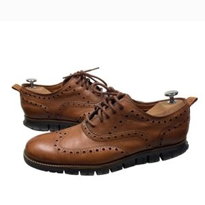 Cole Haan  Zerongrand Wingtips Brown Leather Dress Casual Shoes